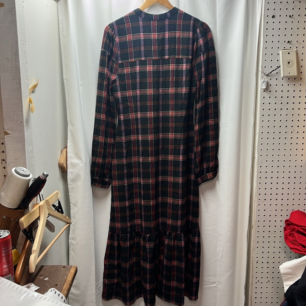 Pamela Love x RTR Maroon Purple Plaid Button Front Midi Shirtdress- L - Picture 5 of 5